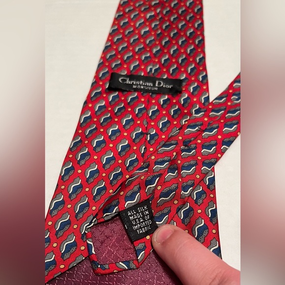 Dior Other - Christian Dior Red Patterned Tie 100% Silk Made in USA